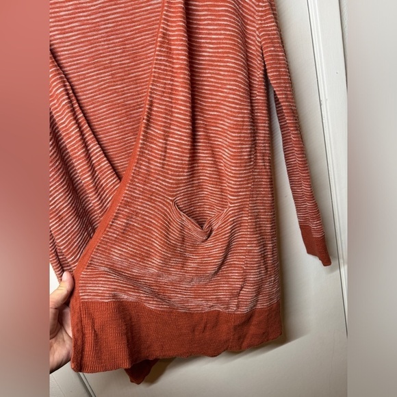 Madewell Summer Rider Striped Open Front Longline Rusty Orange Torch Cardigan XS - Picture 7 of 13